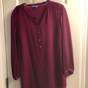 Wine colored blouse with silver buttons